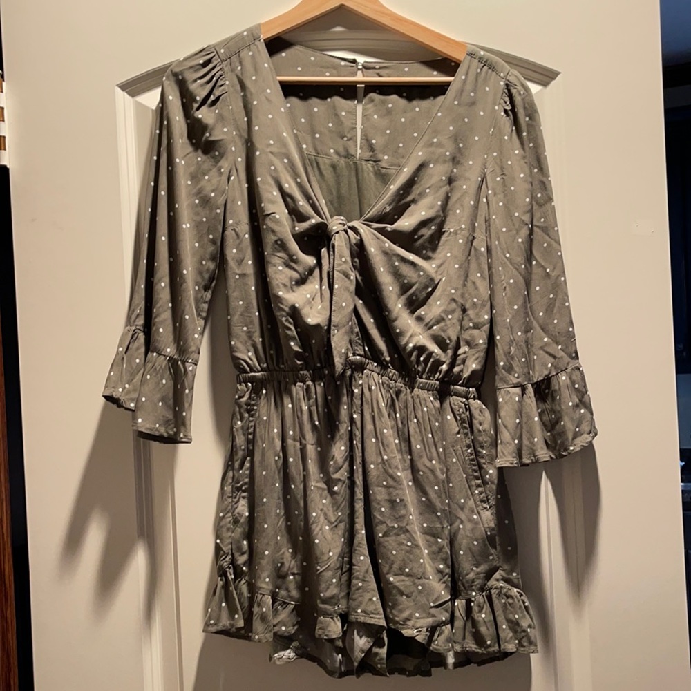 Abercrombie and Fitch Olive Green Polka Dot Romper XS